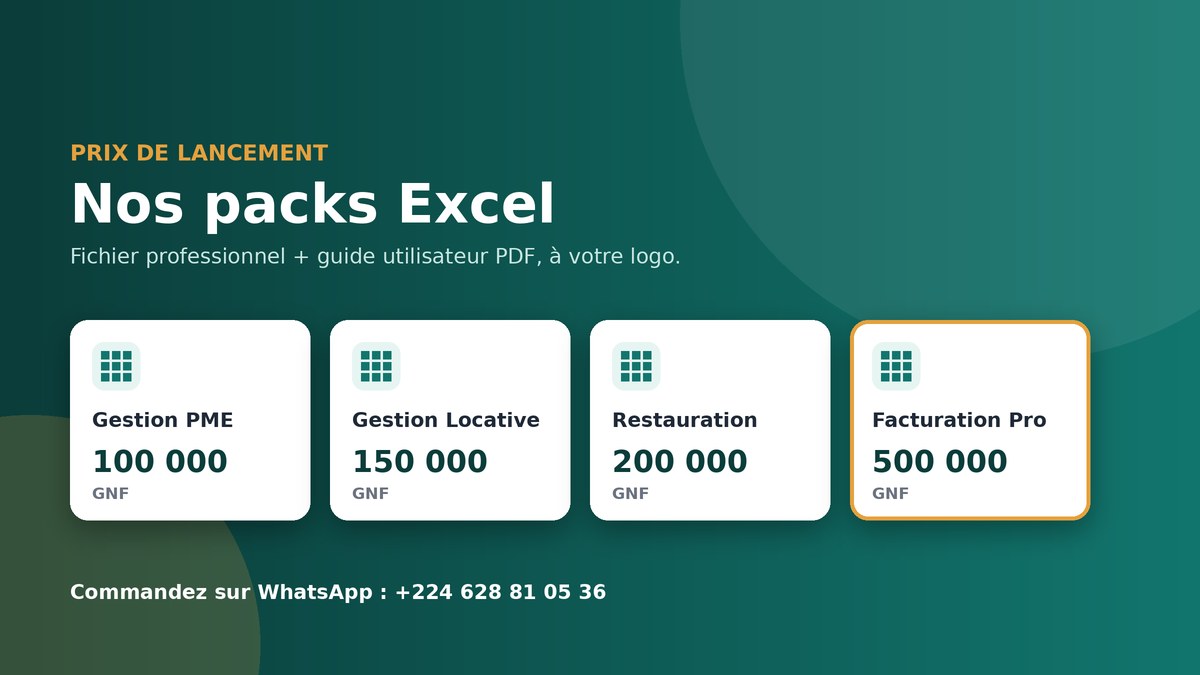 Prix de lancement sur nos packs Excel