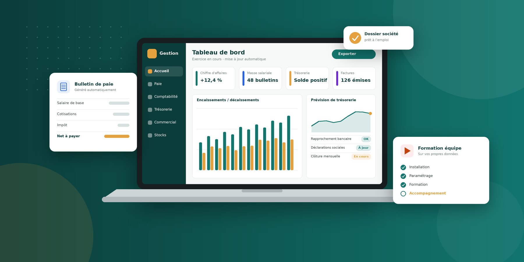 Illustration : installation et formation aux logiciels de gestion